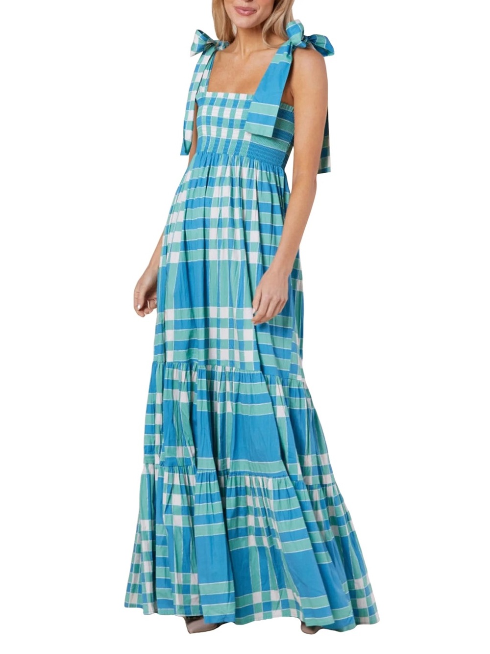 Sheridan French Kelly Dress in Blue / Green Gingham